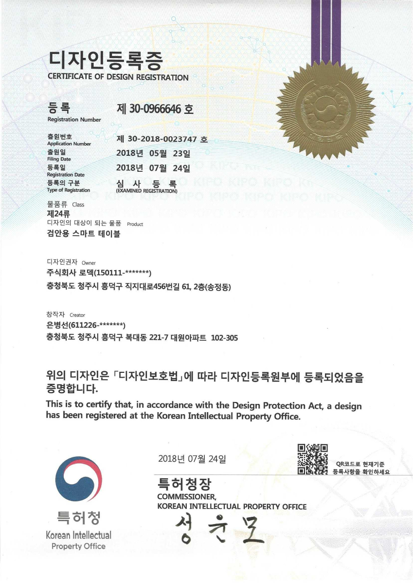 Certificate Of Design Registration